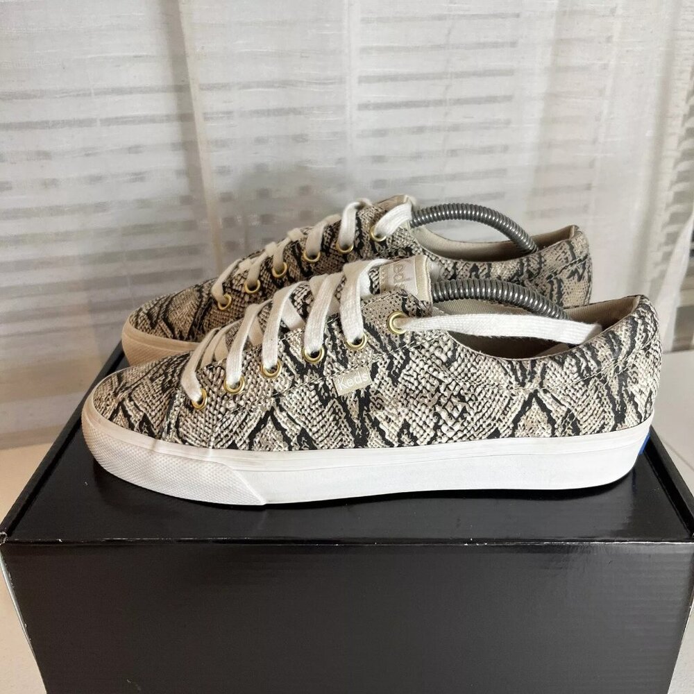 Keds Jump Kick Sneakers Womens Size 9.5 Python Snake Print Canvas Lace Up‎ EUC!